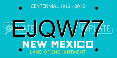 EJQW77 New Mexico License Plate