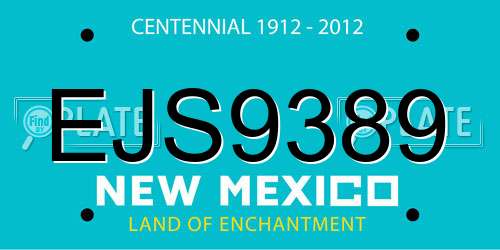 EJS9389 New Mexico License Plate