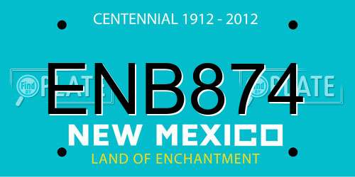 ENB874 New Mexico License Plate