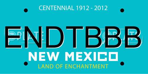 ENDTBBB New Mexico License Plate