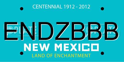 ENDZBBB New Mexico License Plate