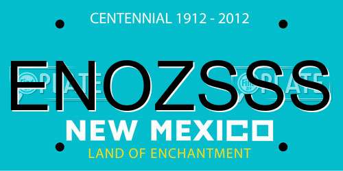 ENOZSSS New Mexico License Plate