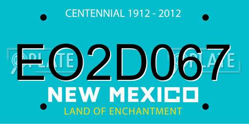 EO2D067 New Mexico License Plate