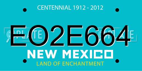 EO2E664 New Mexico License Plate