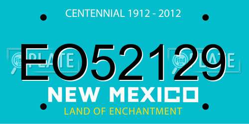 EO52129 New Mexico License Plate