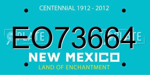 EO73664 New Mexico License Plate