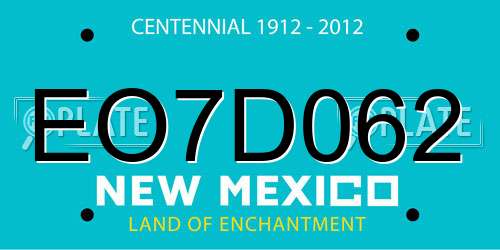 EO7D062 New Mexico License Plate