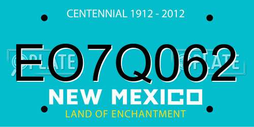 EO7Q062 New Mexico License Plate