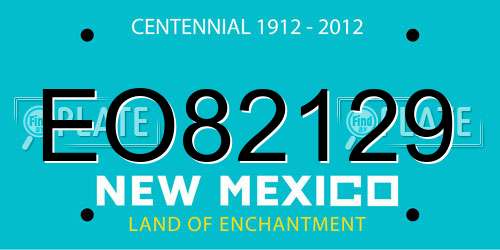 EO82129 New Mexico License Plate