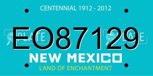 EO87129 New Mexico License Plate
