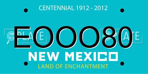 EOOO80 New Mexico License Plate