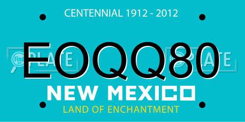 EOQQ80 New Mexico License Plate