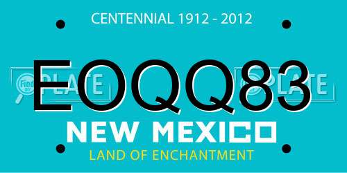 EOQQ83 New Mexico License Plate