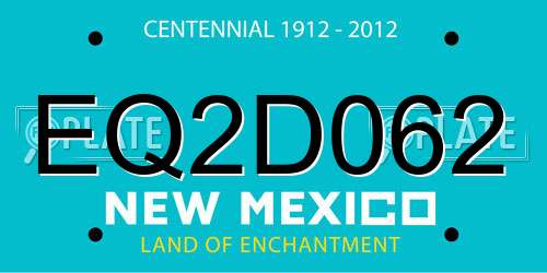 EQ2D062 New Mexico License Plate