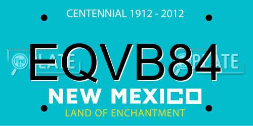 EQVB84 New Mexico License Plate