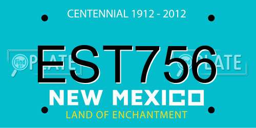 EST756 New Mexico License Plate