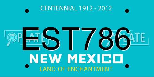 EST786 New Mexico License Plate