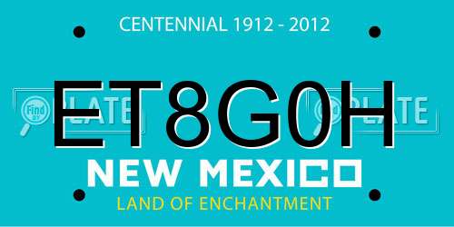 ET8G0H New Mexico License Plate