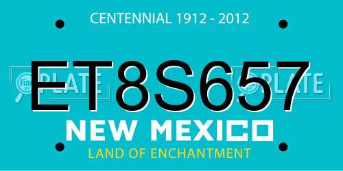 ET8S657 New Mexico License Plate