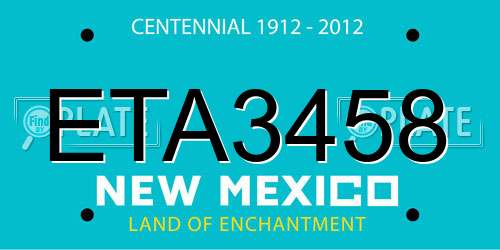 ETA3458 New Mexico License Plate