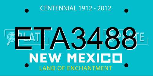 ETA3488 New Mexico License Plate