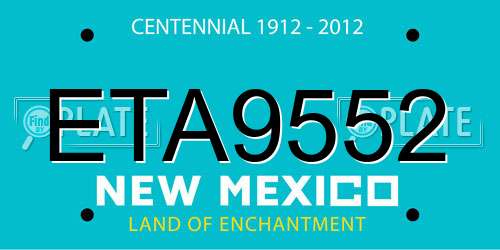 ETA9552 New Mexico License Plate