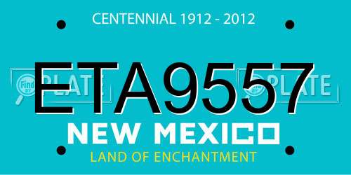 ETA9557 New Mexico License Plate
