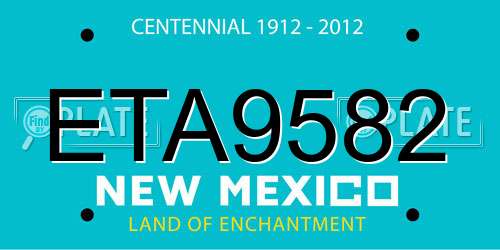 ETA9582 New Mexico License Plate