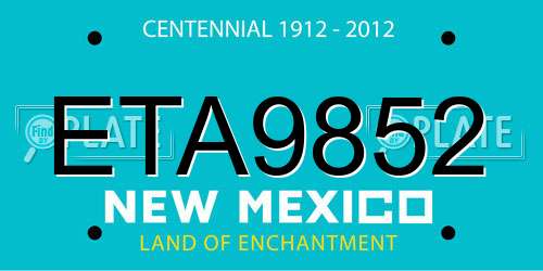ETA9852 New Mexico License Plate
