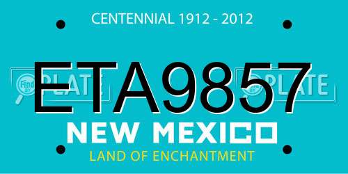 ETA9857 New Mexico License Plate