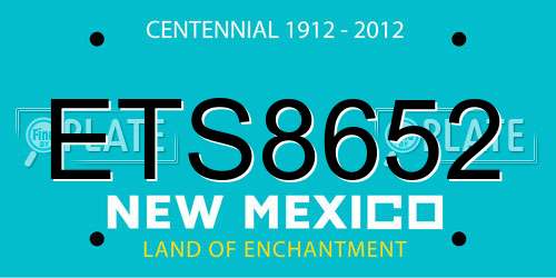 ETS8652 New Mexico License Plate