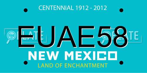 EUAE58 New Mexico License Plate