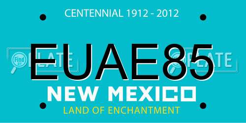 EUAE85 New Mexico License Plate