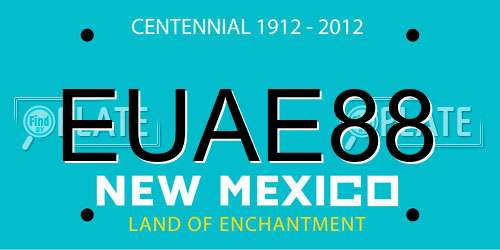 EUAE88 New Mexico License Plate