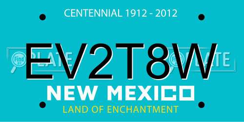 EV2T8W New Mexico License Plate