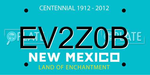 EV2Z0B New Mexico License Plate