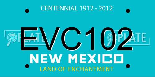 EVC102 New Mexico License Plate