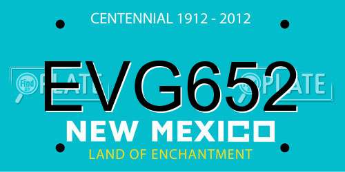 EVG652 New Mexico License Plate