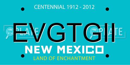 EVGTGII New Mexico License Plate