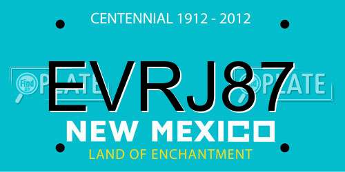 EVRJ87 New Mexico License Plate