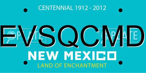 EVSQCMD New Mexico License Plate