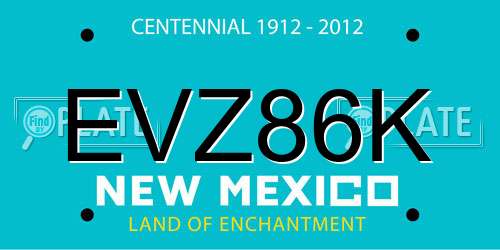 EVZ86K New Mexico License Plate