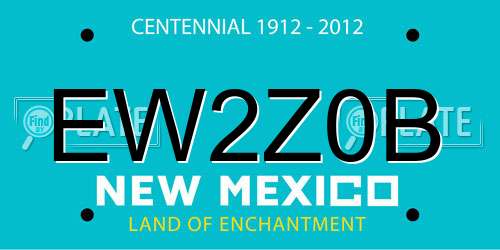 EW2Z0B New Mexico License Plate