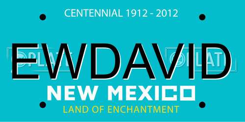 EWDAVID New Mexico License Plate