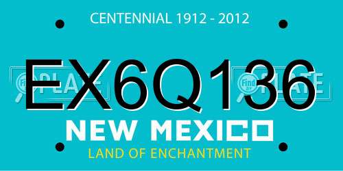 EX6Q136 New Mexico License Plate