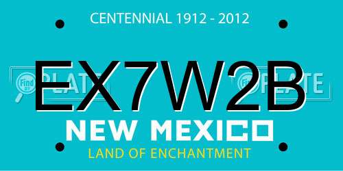 EX7W2B New Mexico License Plate