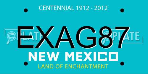 EXAG87 New Mexico License Plate
