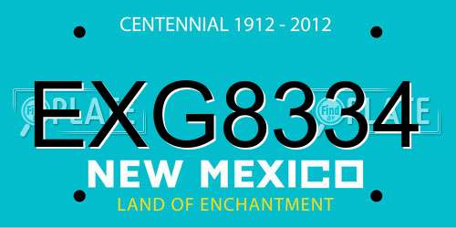 EXG8334 New Mexico License Plate