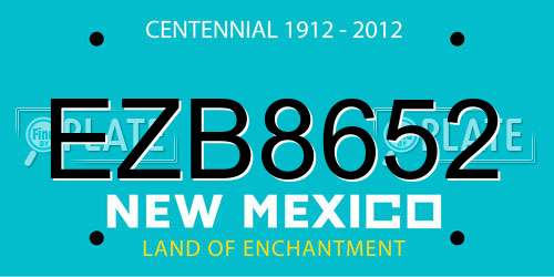 EZB8652 New Mexico License Plate