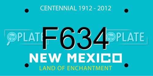 F634 New Mexico License Plate